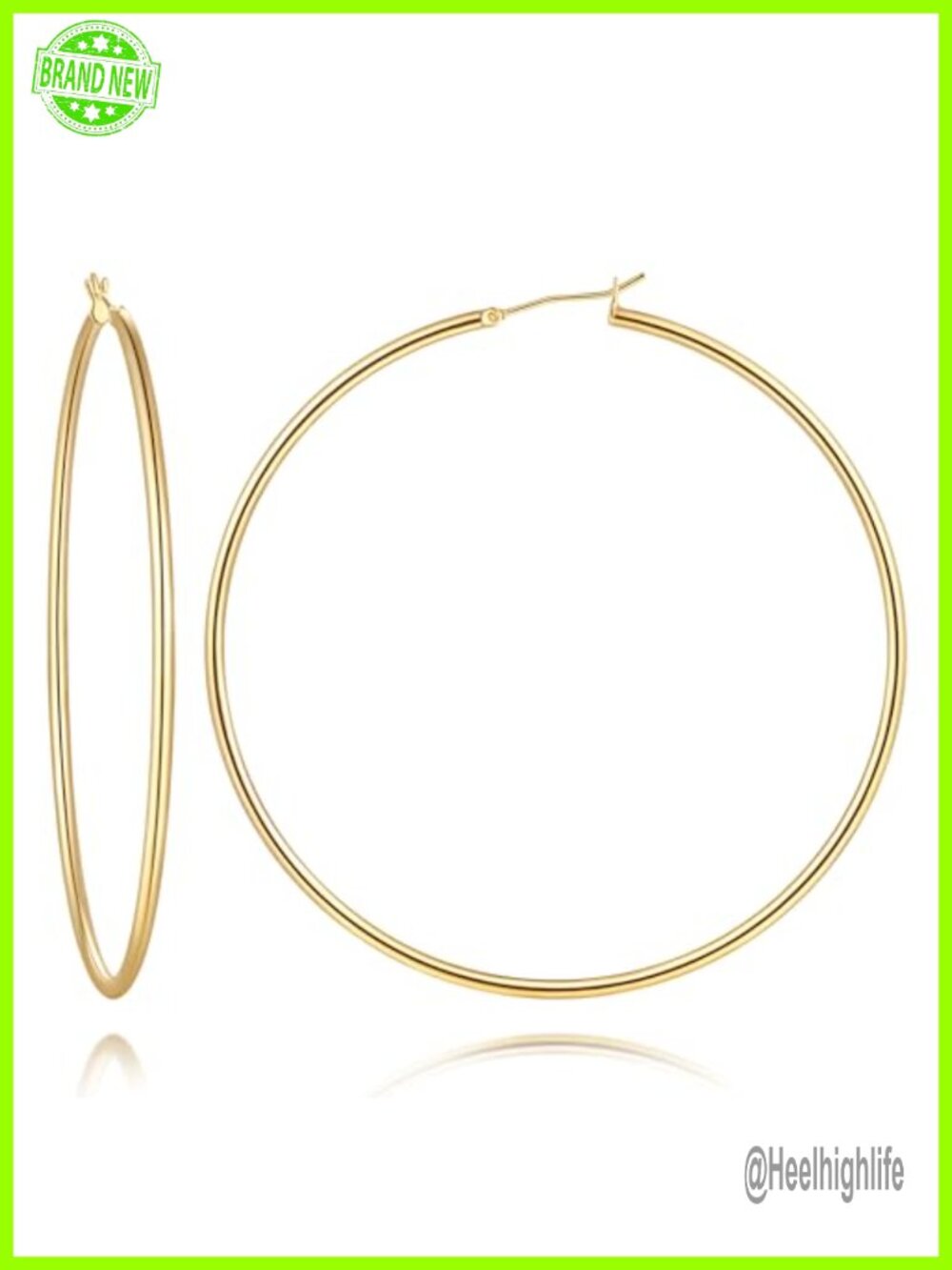 14K Gold Plated Hoop Earrings for Women Lever Back 20mm-70mm